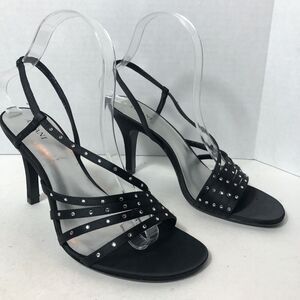 Alfani‎ Heels Womens Size 7.5 Splash High Black Slingback Strappy Rhine Open C1
